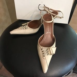 Last Chance: CASADEI Beige Pointed Toe Ankle Strap Mules size 36